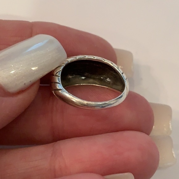 Sterling silver chevron print simple 925 wide ring - Picture 3 of 7